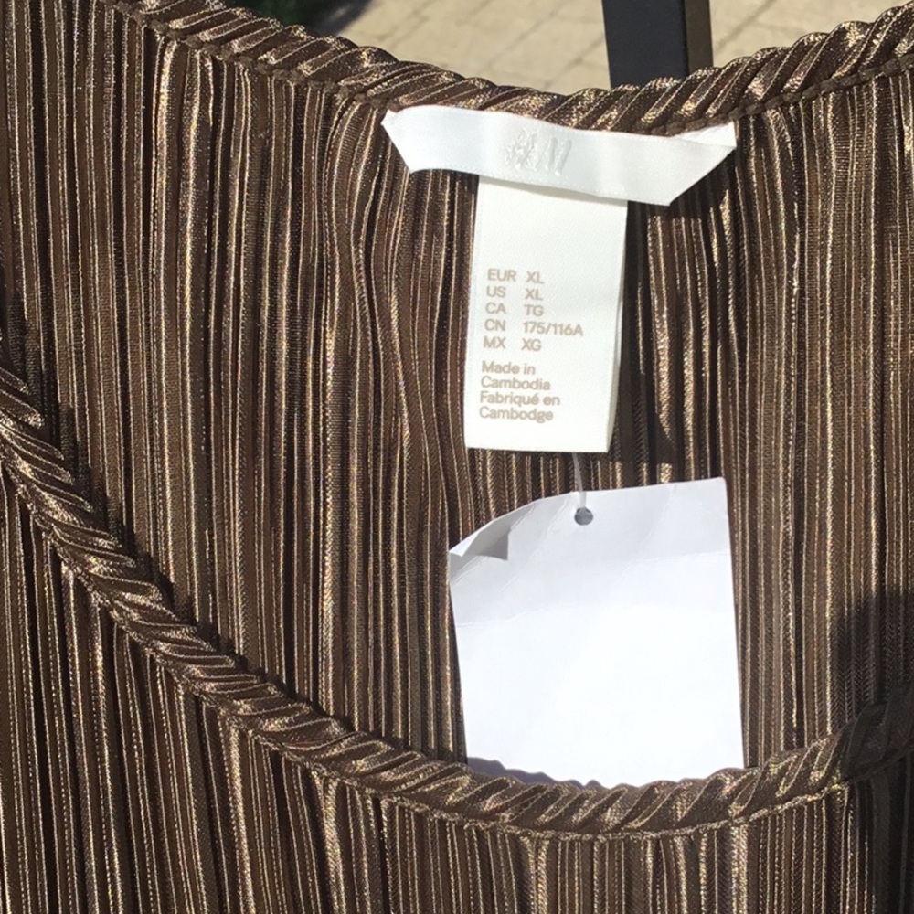 NWT Beach Swim Cover Up Wrinkle free Vaca Bronze Metallic Accordion Pleat Dress - Picture 7 of 16